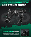 SCITOO 8-piece front upper control arm suspension kit with ball joints; black metal arms and rubber bushings front view