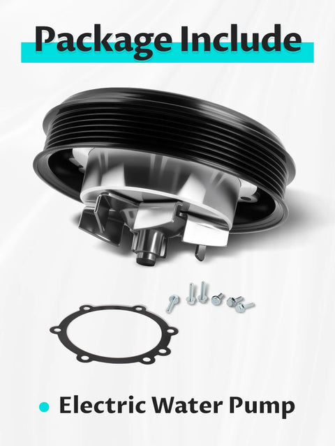 Built Tough Heavy Duty Water Pump Kit With Bearing And Seal For Chevy Silverado 1500 Suburban Tahoe Escalade Camaro High Performance Cooling System Replacement showing electric water pump with gasket and screws.