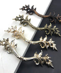 Heavy Duty Bronze Lion Head Cabinet Handles Two Pack Vintage European Style Drawer Pulls Rock Solid Furniture Hardware With Dual Screw Sizes Easy Peasy Install For Kitchen Dresser And Closet Upgrades displaying four ornate handles with leaf designs.
