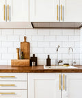 Solid Brass Gold Cabinet Pulls Set Of 4 With 5 Inch Hole Centers For Modern Kitchen Cupboards, Drawers, Wardrobe Doors, Brushed Brass Finish