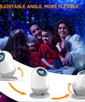 Family enjoying Rechargeable Galaxy Star Projector Night Light With Remote And Timer LED Laser Nebula Lamp With Green Stars