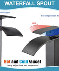 Vessel Sink Waterfall Tall Bathroom Faucet, Modern Vanity with Single Handle, Oil Rubbed Bronze, Hot and Cold Control