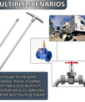 RV Waste Valve Handle Replacement Kit With Universal Fit And Adjustable Tube Extensions For Custom Length displayed in use scenarios
