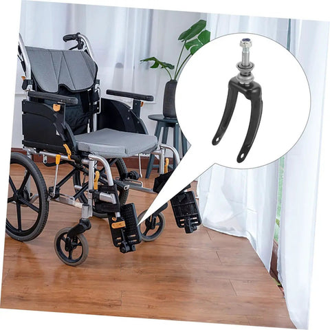 2 Pack Wheelchair Front Fork Bracket With Replacement Bearings For Heavy Duty Metal Wheel Mount displaying the black fork bracket.