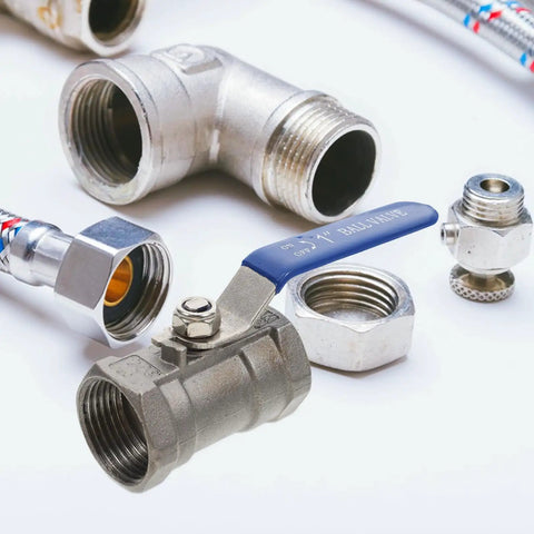 Heavy Duty Stainless Steel Ball Valve With Internal Threaded Fittings For Solid Water Pipe Networks No Drip Guarantee, shown with plumbing connectors.