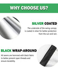 Weatherproof Swing Canopy Replacement Cover features silver coating and black wrap-around for protection and durability.