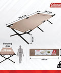 Trailhead II Large Folding Camping Cot With Easy Setup And Takedown, Supports Up To 300 Lbs, shown with dimensions.