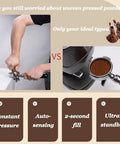 Automatic 58mm Coffee Tamper Machine With Adjustable Espresso Pressure, Zero Sweat Two Second Tamping For Straight Fire Brews, Easy Clean Barista Press in use.