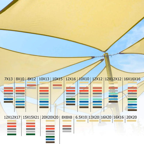 Customizable Outdoor Shade Sail 20 By 20 By 28.3 Feet Triangle Sunshade Canopy For Patio UV Resistant Blocks Up To 95 Percent Sand Color