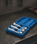 Heavy Duty Angled Socket Wrench Kit Featuring Molybdenum Steel Build For Greasy Engine Bay Repairs With Grippy Slotted Head And Rugged Storage Case Organizer