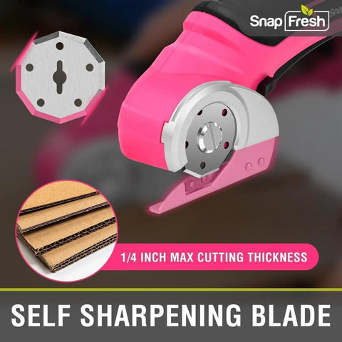 Cordless Electric Scissors For Quick Unpacking And Crafting with self-sharpening blade for cutting cardboard.