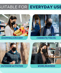 People wearing 3 Ply Disposable Face Mask With All Day Comfort And Breathable Material Adjustable Elastic Ear Loops 100 Count