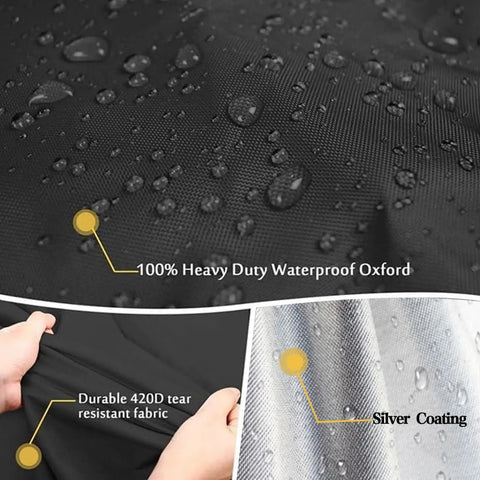 Close-up of Waterproof Windproof 72 Inch A Frame Swing Cover fabric, featuring 420D Oxford material with silver coating.