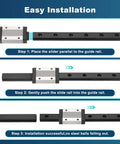Easy installation steps for Premium MGN12 Linear Guide Rails 300mm Pair with sturdy carriage blocks.