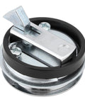 Hardcore 316 Stainless Steel Flush Marine Hatch Latch With Mirror Polished Slam Lock Pull Ring detail view showing mechanism and rubber seal.