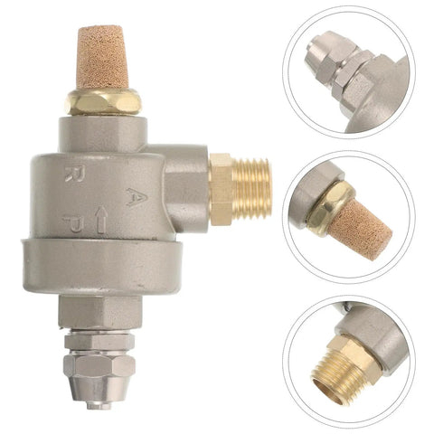 Quick Exhaust Valve For Tire Changer Machines Heavy Duty Pneumatic Dump Valve With Reliable Flow Control Built Tough Metal With Easy Fit With Various Workshop Tire Changer Parts. Brass and metal valve with threaded fitting