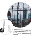 Tough As Nails Heavy Duty Spring Loaded Gate Wheel Crafted From Cold Rolled Steel Outdoor Fence Roller Built Different For Uneven Ground Delivers A Super Smooth Roll With Absolutely Zero Hassle Setup on a gate.