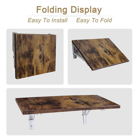 Folding Shelf Brackets Set With 400 Lb Max Load, DIY wall mounted shelving brackets shown in folded and extended positions
