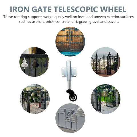 Set Of Two Heavy Duty Spring Loaded Gate Wheels With Hidden Self Adjusting Swivel Casters And Durable Polyurethane Rollers for various gate types.