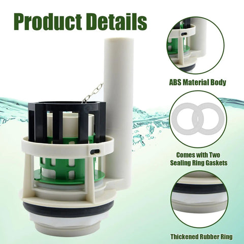 Solid Three Inch Flush Valve Repair Kit For Toto Two Piece Bathrooms with ABS body and green seal gaskets for smooth installation.