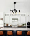 6 Light Modern Chandeliers For Dining Room Black Hanging Light Fixture Over Kitchen Island