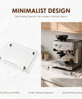 No Sweat Acrylic Appliance Sliders With Silent Rubber Rollers For Coffee Makers And Kitchen Gadgets To Move Heavy Gear Around The Counter Smoothly And Protect Your Cabinet Floors, 13x14 inch, clear acrylic base under coffee maker.