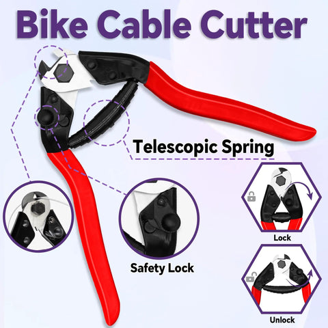 Universal 103Piece Bike Brake Cable Kit With Chromium Vanadium Steel Cable Cutter and lock features for bikes