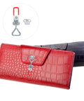 Red and black textured wallets secured with toggle latch, showing Eight Pack Adjustable Toggle Clamp Set, Heavy Duty Zinc Plated Iron Box Latches With Quick Release Draw Latches For Cabinet, Door, And Drawer Security example.