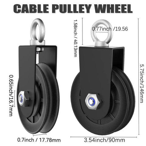 2 Pack Snag Free Nylon Gym Cable Pulley Wheels Fastened To Heavy Gauge Steel Brackets For Garage Gym Setup Silky Smooth Glide built for lat pulldowns