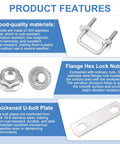 Two Pack Square U Bolts With Flange Nuts For Trailer And Automotive Use One And Three Quarters Inch Inner Width Two And Nine Sixteenths Inch Length 304 Stainless Steel U Bolts With Frame Plates product features