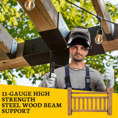 Sturdy U Shaped Deck Railing Bracket Connectors For 2x4 Lumber Actual 1.5x3.5 Inches Black Powder Coat 12 Pack For Wood Fences Pergolas And Log Cabins