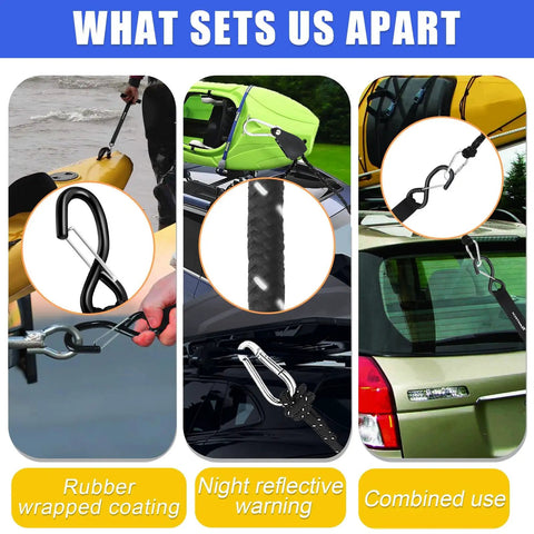 Heavy Duty Kayak Tie Down Straps Kit With Bow And Stern Loops And Easy No Knot Setup for Kayaks on roof racks and trailers