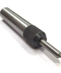 Rock Solid Spring Center Knurl Tap Guide Tool For Dead Center Alignment With Adjustable Tension Spring and Knurled Grip Shank, close-up view.