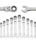 20 Piece SAE And Metric Ratcheting Wrench Set With Chrome Vanadium Steel, Pro Grade Tools Kit displayed in various sizes