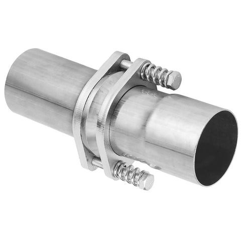 Premium Heavy Duty Stainless Steel Exhaust Flange Repair Pipe Kit With Quick Fix Spring Screw Clip Universal 2.75 Inch Boltless Tube Band close-up view