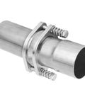 Hella Solid Stainless Steel Flange Repair Pipe Kit With Spring Screw Quick Fix Universal 2.75 In Id To 2.75 In Od Exhaust Fix showing pipe with clamps.