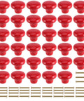 Killer Red Ceramic Cabinet Knobs 35 Pack Mushroom Button Single Hole Door Pulls With Screws For Kitchen Cupboard Dresser Wardrobe Fresh Smooth Glossy Finish Upgraded Home Decor Solutions That Hit Different, 35 red buttons and screws