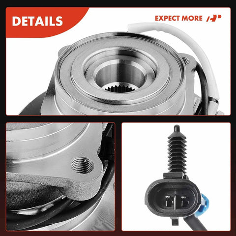 Front Wheel Bearing And Hub Assembly With Abs For Chevy K1500 K2500 K3500 with ABS connector and steel flange detail.