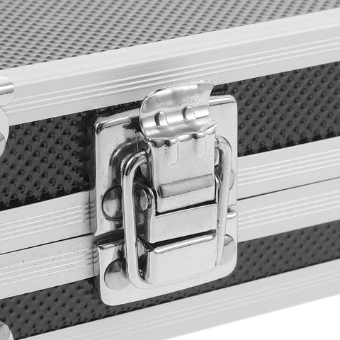 Close-up of secure twist latch on Durable Aluminum Tool Organizer Box With Secure Twist Latches Portable Travel Case Scratch Proof Exterior.