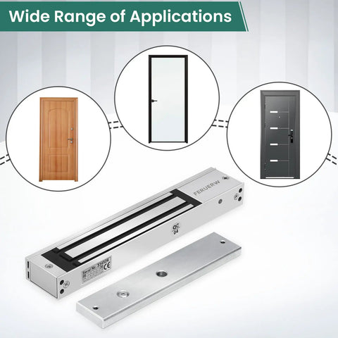 600 Lb Electric Magnetic Door Lock For Access Control With 280 Kg Holding Force Out Swing Single Door System 12V Quiet Operation Aluminum Housing Rust Resistant Weatherproof And Built For Beefed Up Security, suitable for various door types