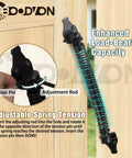 14 Inch Heavy Duty Gate Spring With Adjustable Tensioner Automatic Self Closing For Wood Vinyl And Steel Gates Built Tough Exterior Quick Hook Up Matte Black Powder Coat showing tension pin and adjustment rod setup.
