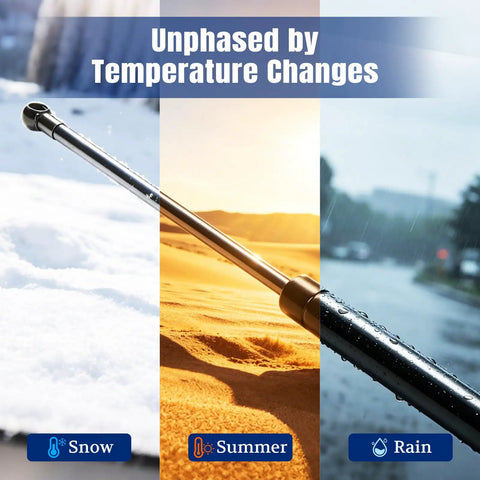 Heavy Duty Gas Struts For Tru shown in snowy, sunny, and rainy conditions demonstrating durability.