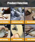 Kickass 350W Lapidary Machine Rock Solid Stone Polishing Lathe Perfect for Jade Jewelry Plus Woodworking Precision Bench Grinder Cutting Tool with Three Jaw Chuck functions including wood grinding and jade carving.