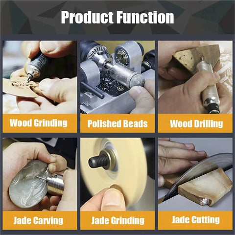Kickass 350W Lapidary Machine Rock Solid Stone Polishing Lathe Perfect for Jade Jewelry Plus Woodworking Precision Bench Grinder Cutting Tool with Three Jaw Chuck functions including wood grinding and jade carving.