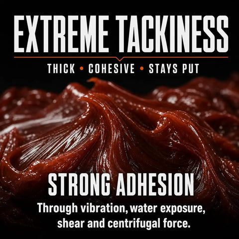 Hella Tough High Temp Wheel Bearing Grease With Tacky Lithium Complex For Heavy Loads And Disc Brakes Battle Tested Extreme Heat Resistance Waterproof Lubricant shown in a thick, cohesive texture.