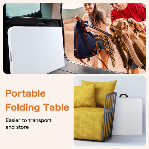 Four Foot Go To Folding Picnic Table With Carrying Handle Easy To Fold And Store Portable Lightweight Table in car trunk