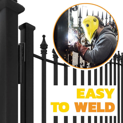Installer welding Beefy Heavy Duty Gate Hinge 7 Inch Weld On Install For Wood And Metal Fence Black Finish 900 Lbs Per Pair