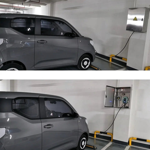 Heavy Duty Wall Mount EV Charger Enclosure Built Tough As Nails For All Season Exterior Use Featuring Rust Proof Steel Shell And Digital Combo Lock For Rock Solid Outdoor Security with electric vehicle charging.