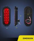 Dimensions of Six Inch Oval Trailer Tail Light Kit With Red And White 10 LED Per Light 6 Pack Flush Mount Grommets And Plugs
