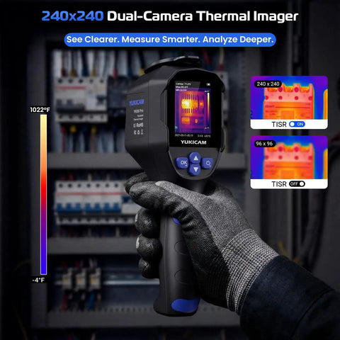 Handheld Infrared Thermal Imaging Camera With 240x240 Sensor And Dual Light Fusion, 25Hz Scan in use for electrical inspection